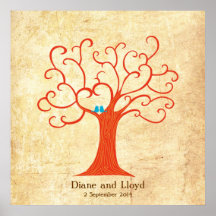 Fingerprint Tree Wedding (Heartastic) Square Vinta