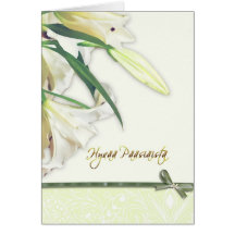 finnish happy easter card, white lillly