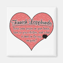 Finnish Lapphund Paw Prints Dog Humour Fridge Magnet