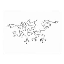 Fire breathing Dragon Illustration Post Cards