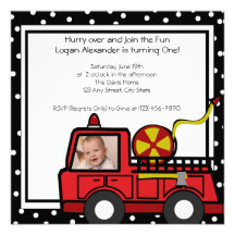 Fire Engine Fun/ Photo Custom Invite