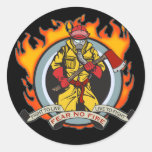 Fire Fighters Fear No Fire Round Stickers