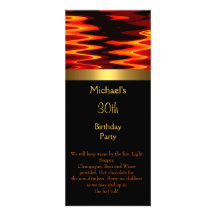 Fire Gold Black 30th Birthday Party Long 2 Announcements