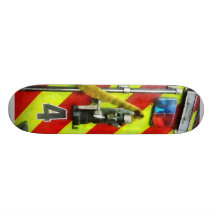 Fire Hose on Striped Fire Engine Custom Skateboard