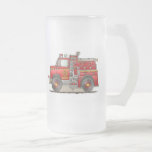 Fire Pumper Rescue Truck Frosted Glass Mug