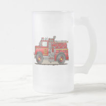 Fire Pumper Rescue Truck Frosted Glass Mug