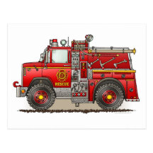 Fire Pumper Rescue Truck Post Card