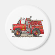 Fire Pumper Rescue Truck Round Magnet