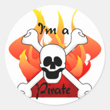 Fire Skull Pirate Tshirts and Gifts Stickers
