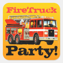 Fire Truck Birthday Sticker