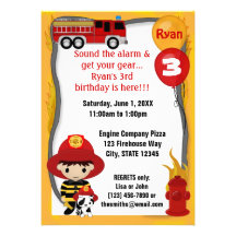 Fire Truck Firefighter Dalmatian Birthday FF01B Personalised Invitations