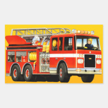 Fire Truck Party Rectangle Sticker