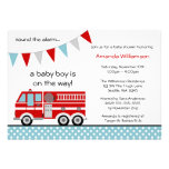 Fire Truck Polka Dot Banner Boy Baby Shower Personalized Invite