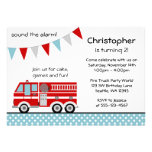 Fire Truck Polka Dot Banner Boy Birthday Party Personalized Announcements