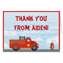 Fire Truck Thank You Note Card