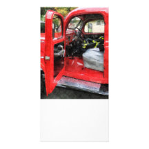Fire Truck With Fireman's Uniform Photo Card Template