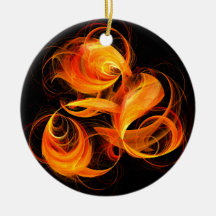 Fireball Abstract Art Round Ornament