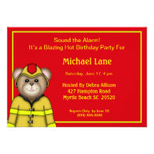 Firefighter Birthday Party  Invitations