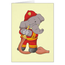 Firefighter Elephant Tshirts and Gifts Greeting Cards