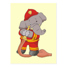Firefighter Elephant Tshirts and Gifts Post Cards