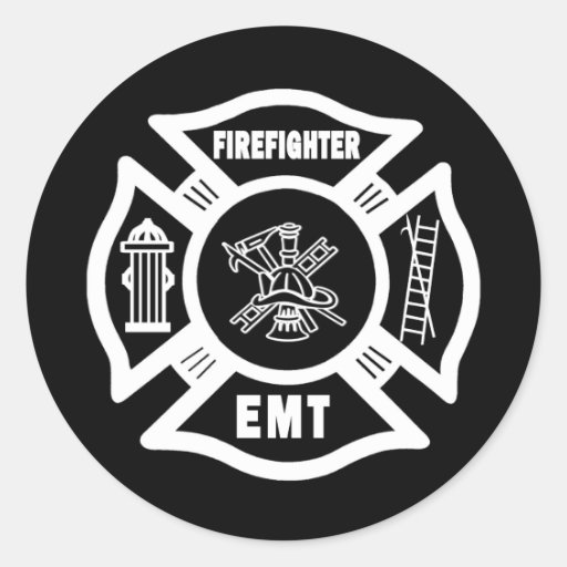 Firefighter EMT Round Stickers