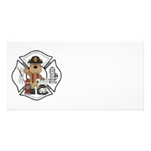 Firefighter Fire Dept Bear Personalized Photo Card