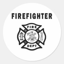 Firefighter Fire Dept Round Stickers