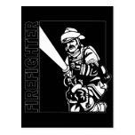 Firefighter in Black and White Post Cards