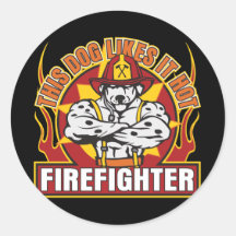 Firefighter Likes it Hot Round Sticker
