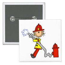 Firefighter with Hose Tshirts and Gifts Button