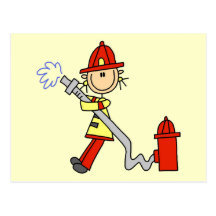 Firefighter with Hose Tshirts and Gifts Post Cards