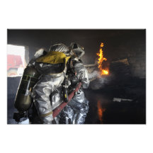 Firefighters extinguish a fire in a training ro art photo