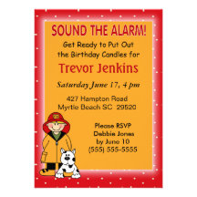 Firefighters Theme Kids Birthday Invitation