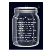fireflies mason jar Gift registry  Cards Business Card Templates