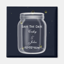 fireflies mason jar wedding save the date magnet
