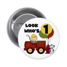 Fireman 1st Birthday Tshirts and Gifts Buttons