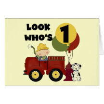 Fireman 1st Birthday Tshirts and Gifts Cards