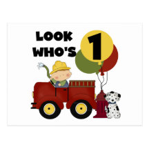 Fireman 1st Birthday Tshirts and Gifts Postcard