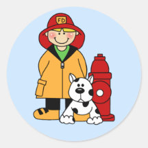 Fireman (Boy) Round Stickers