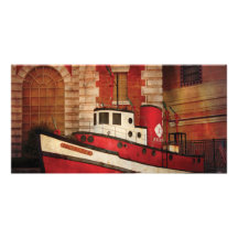 Fireman - NY - The fire boat Personalised Photo Card