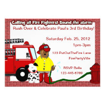 Fireman Party Personalised Invitation