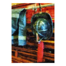 Fireman's Helmet and Jacket Personalized Announcements