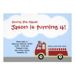 Firetruck Fire Engine Birthday Invitation