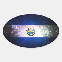 Firework; El Salvador Flag Oval Sticker