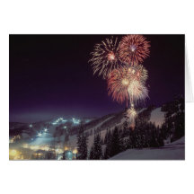 Fireworks at Big Mountain Resort in Whitefish, Greeting Card