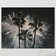 Fireworks behind palm  trees flyer