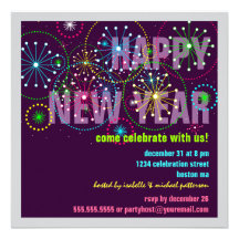 Fireworks Celebration for New Years Eve Party Custom Invite
