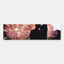 Fireworks Couple Kissing Silhouette Bumper Sticker