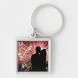 Fireworks Couple Kissing Silhouette Keychains