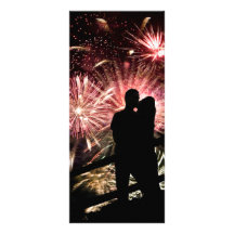 Fireworks Couple Kissing Silhouette Custom Rack Cards